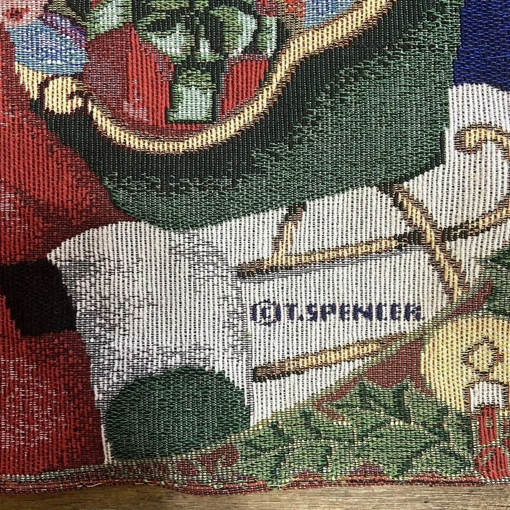 Set of 4 Vtg Tapestry Christmas Table Placemats T. Spencer 19 x 12